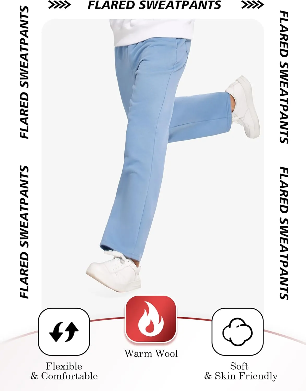 PINSPARK Men's Sweatpants Open Bottom Flared Sweatpants Elastic Waist Fleece Cotton Pants Baggy Warm Sweat Pants with Pockets