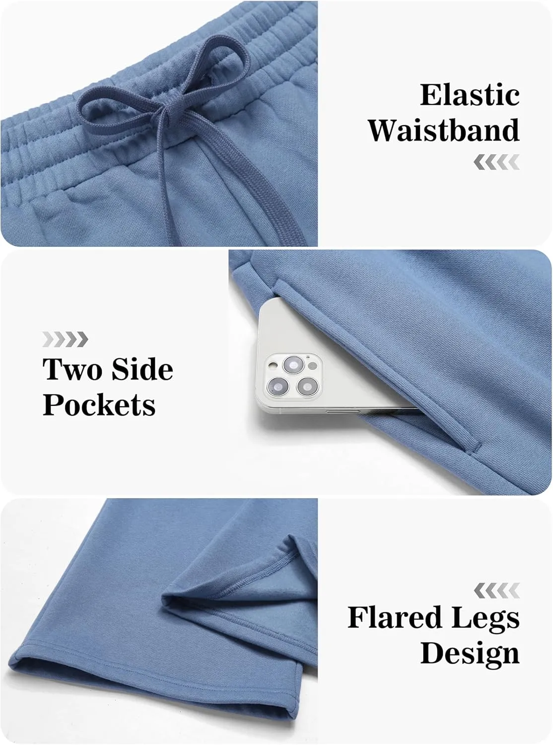 PINSPARK Men's Sweatpants Open Bottom Flared Sweatpants Elastic Waist Fleece Cotton Pants Baggy Warm Sweat Pants with Pockets