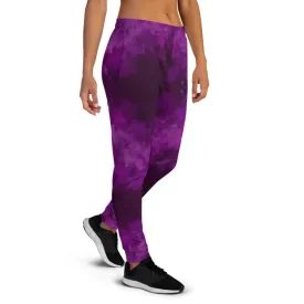 Purple Abstract Women's Joggers, Best Purple Slim Fit Sweatpants For Women-Made in EU/MX