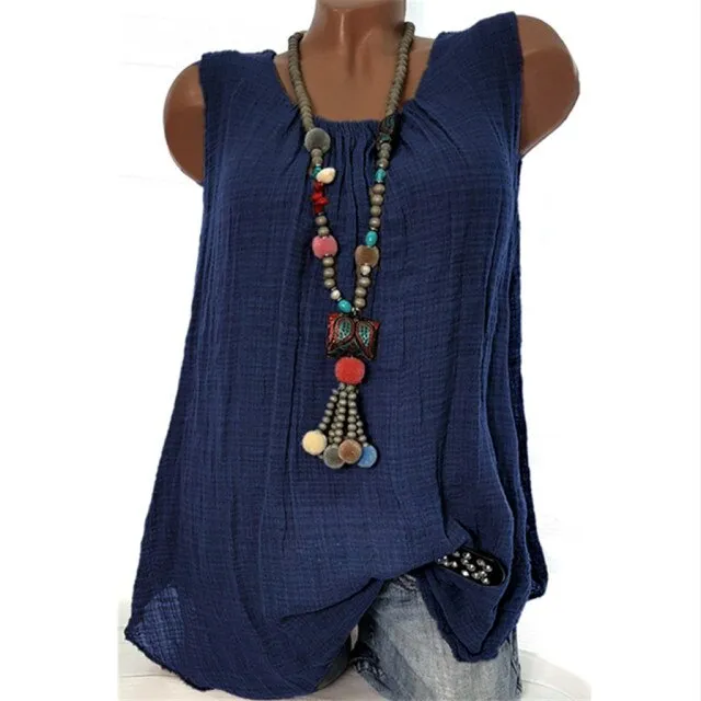 "Tatiana" Sleeveless Linen Shirt