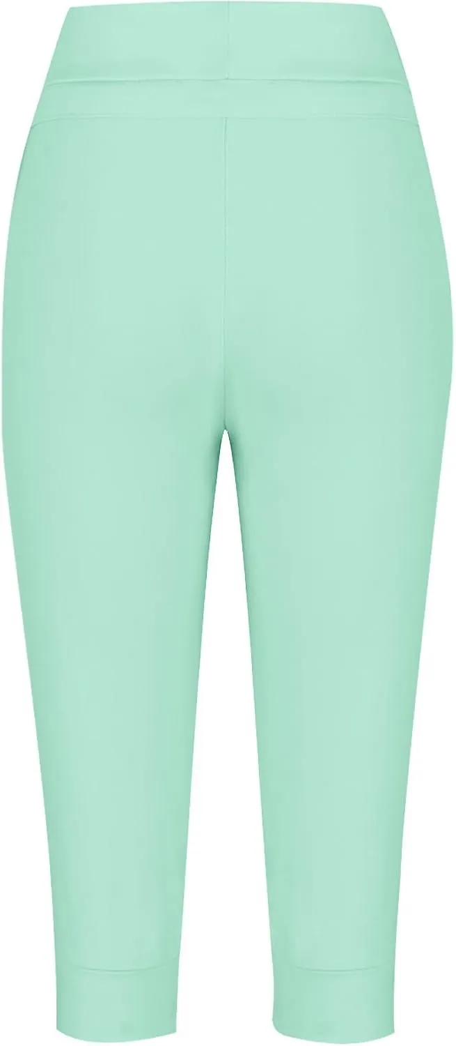 RKSTN Women's Yoga Pants Stretchy Soft Drawstring Workout Capri Pants Outdoor Athletic Causal Capris with Pockets