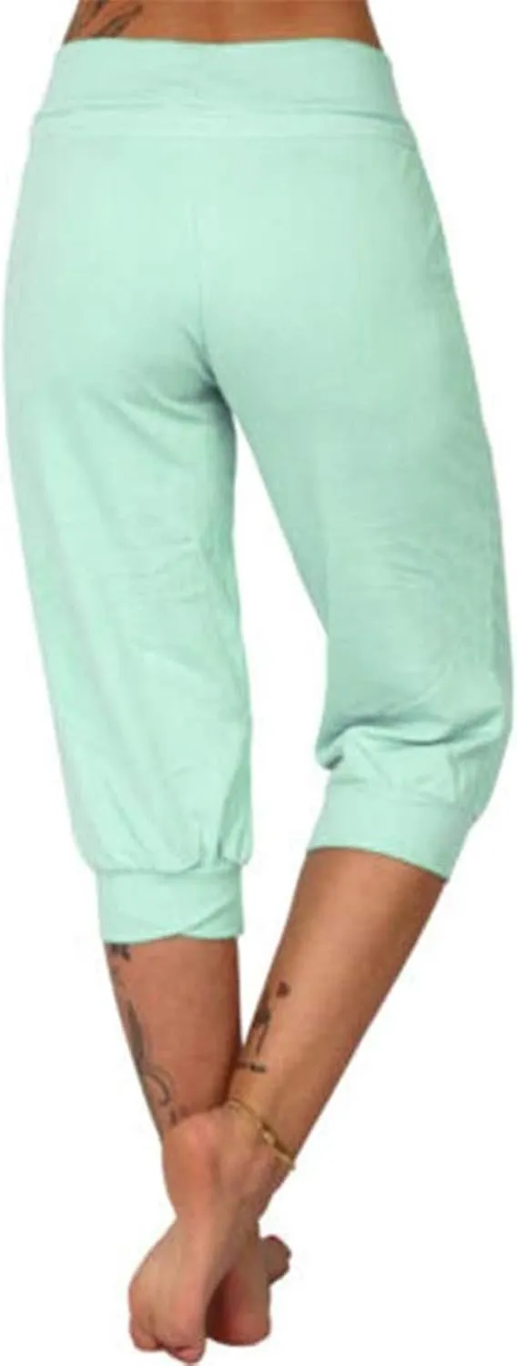 RKSTN Women's Yoga Pants Stretchy Soft Drawstring Workout Capri Pants Outdoor Athletic Causal Capris with Pockets