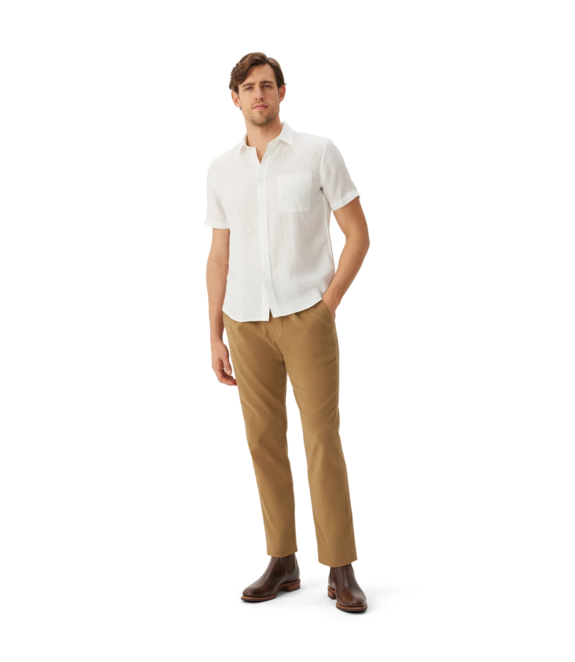 R.M.Williams - Regular Shirt - Linen - Short Sleeve - White