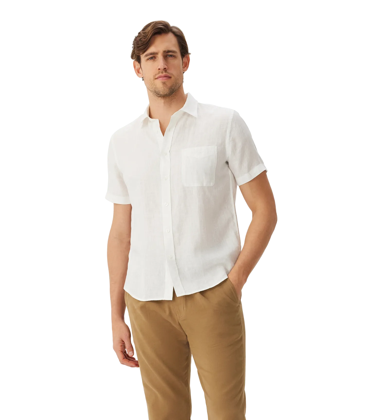 R.M.Williams - Regular Shirt - Linen - Short Sleeve - White