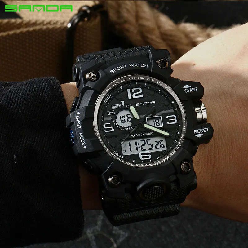 SANDA top luxury brand G style men's military sports watch LED digital watch waterproof men's watch Relogio Masculino