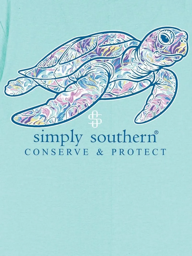 Simply Southern Turtle - Abstract - Floral - Adult T-Shirt