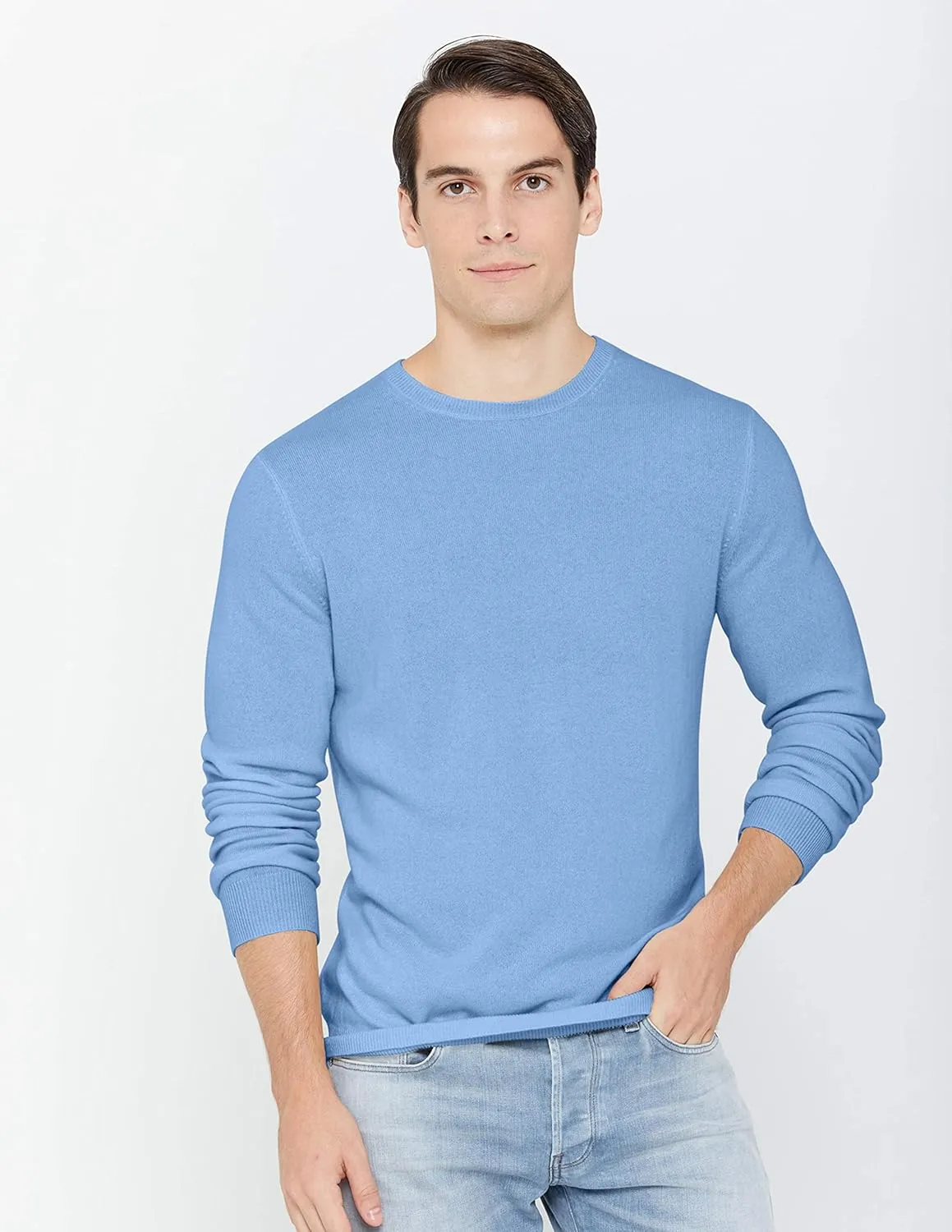 State Cashmere Men's Essential Crewneck Sweater 100% Pure Cashmere Classic Long Sleeve Pullover