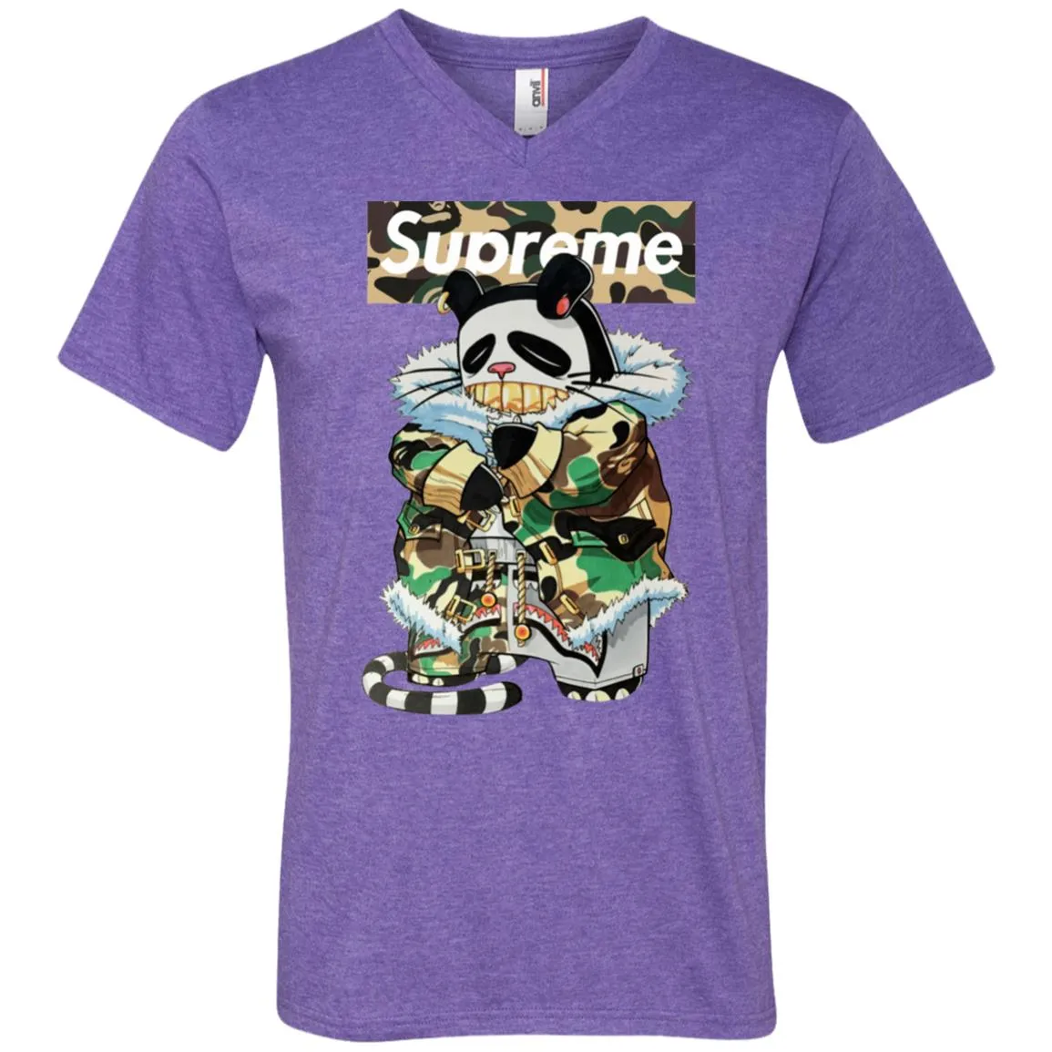 Supreme Panda Kung Fu T-shirt Men V-Neck T-Shirt