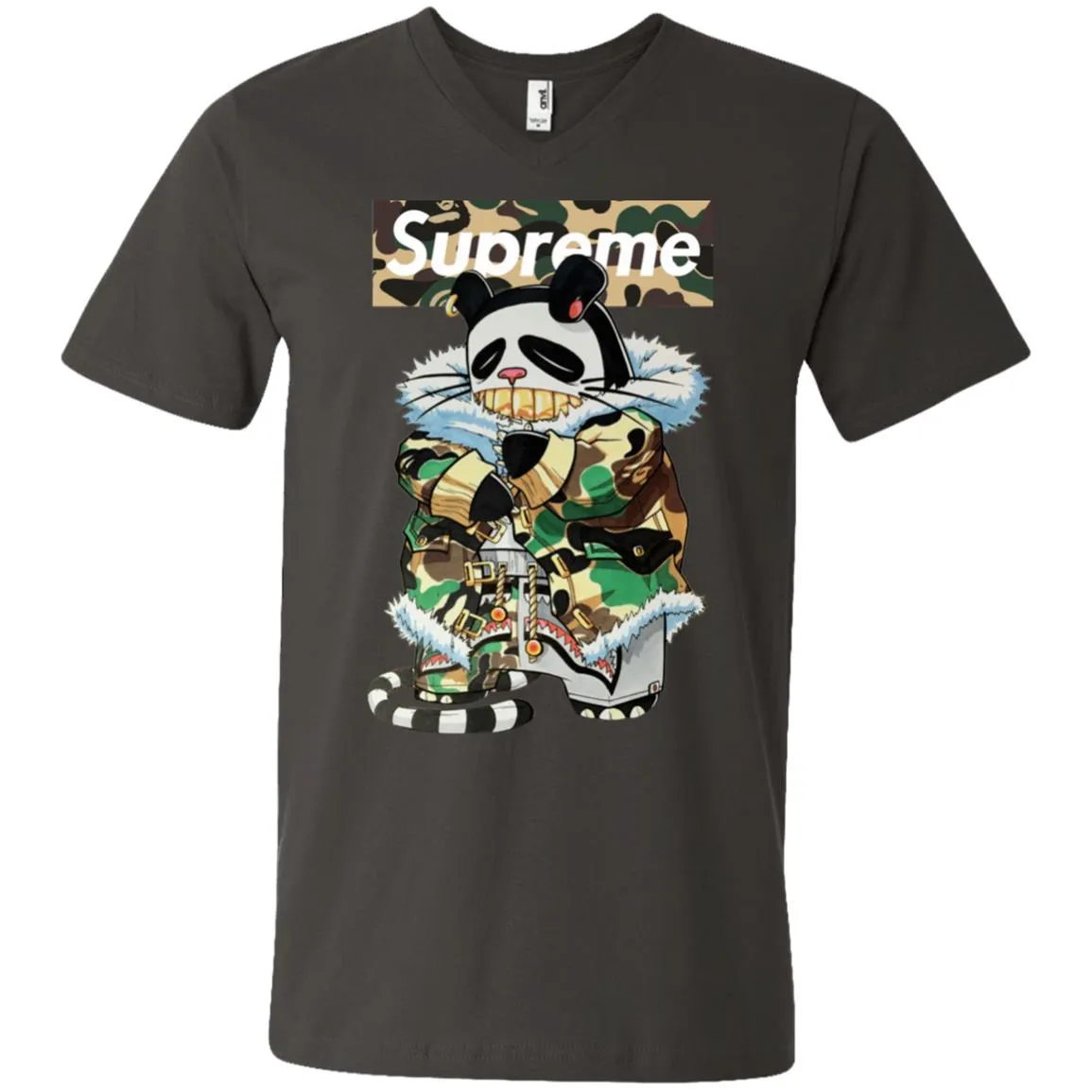 Supreme Panda Kung Fu T-shirt Men V-Neck T-Shirt