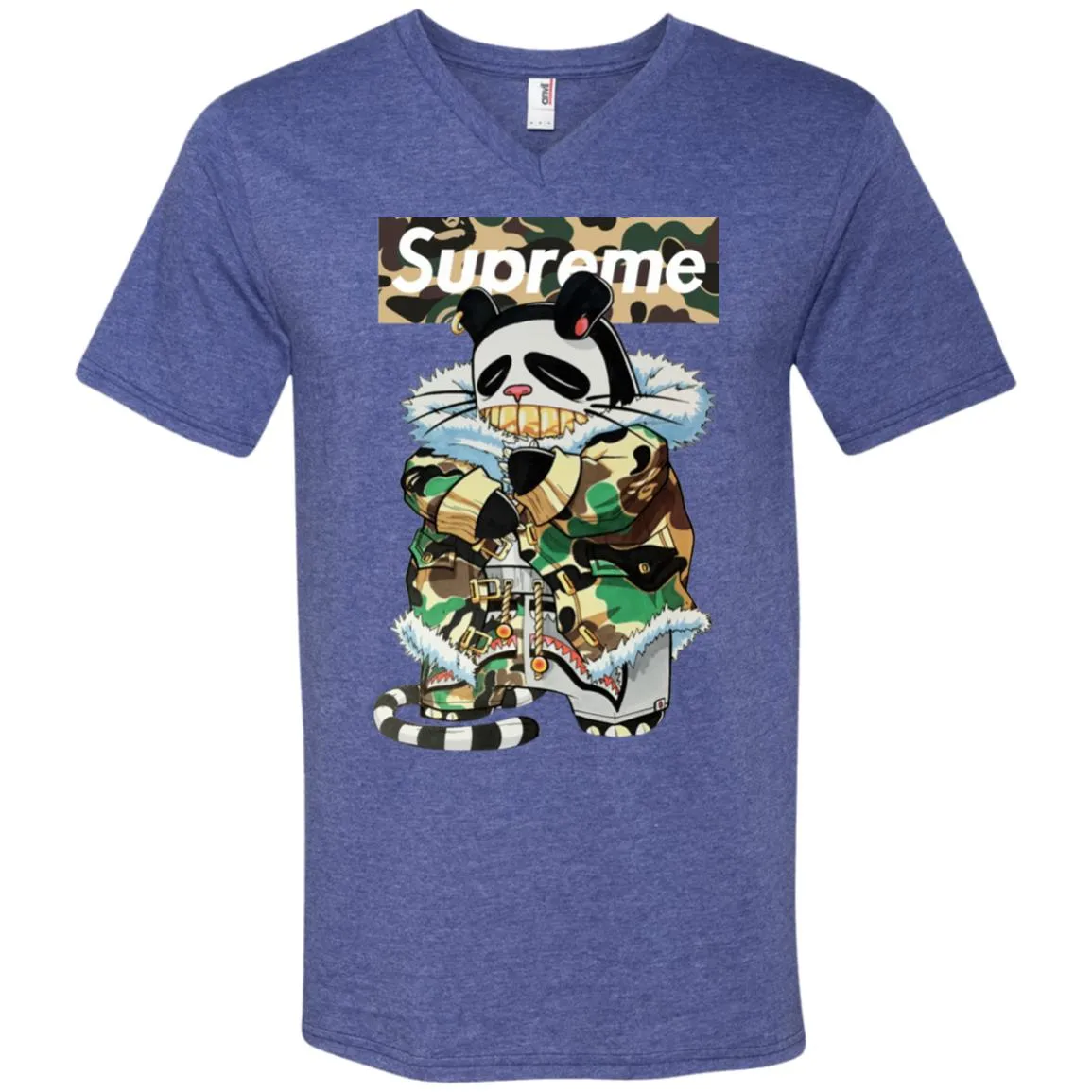 Supreme Panda Kung Fu T-shirt Men V-Neck T-Shirt