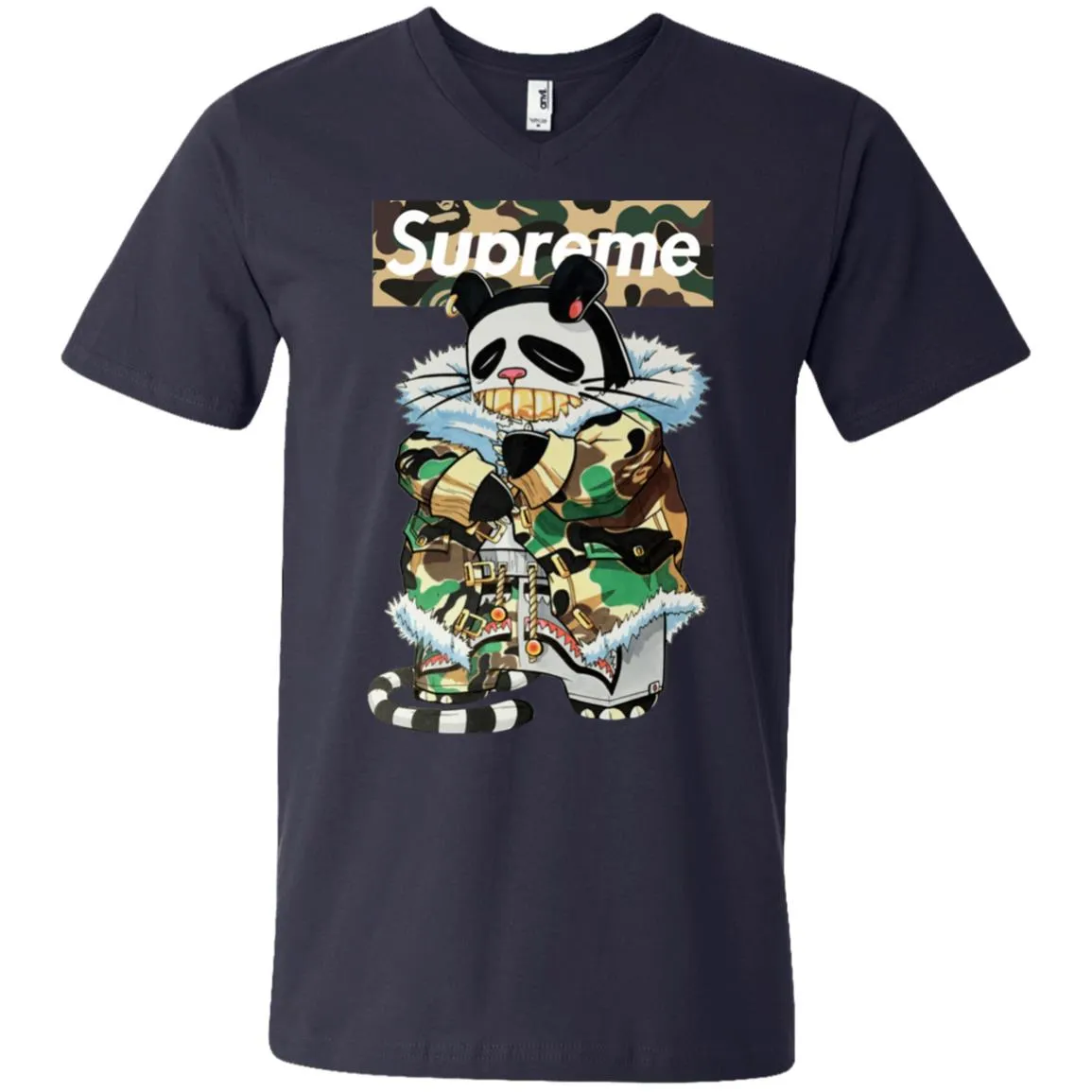 Supreme Panda Kung Fu T-shirt Men V-Neck T-Shirt