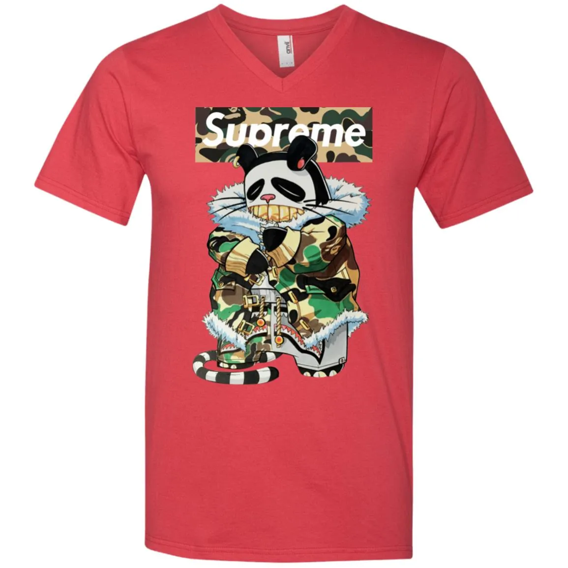 Supreme Panda Kung Fu T-shirt Men V-Neck T-Shirt