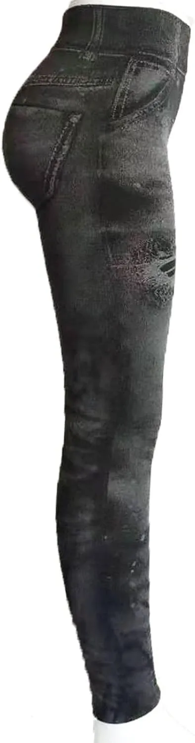 TANGNADE Leggings That Look Like Jeans Plus Size Tummy Control Stretchy High Waisted Yoga Pants Casual Ladies Slim Trousers