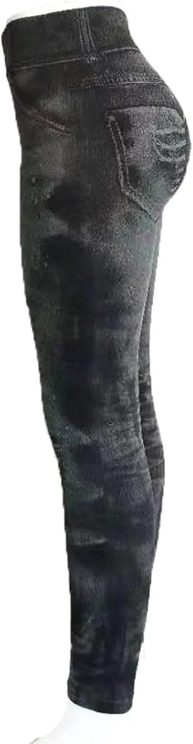 TANGNADE Leggings That Look Like Jeans Plus Size Tummy Control Stretchy High Waisted Yoga Pants Casual Ladies Slim Trousers