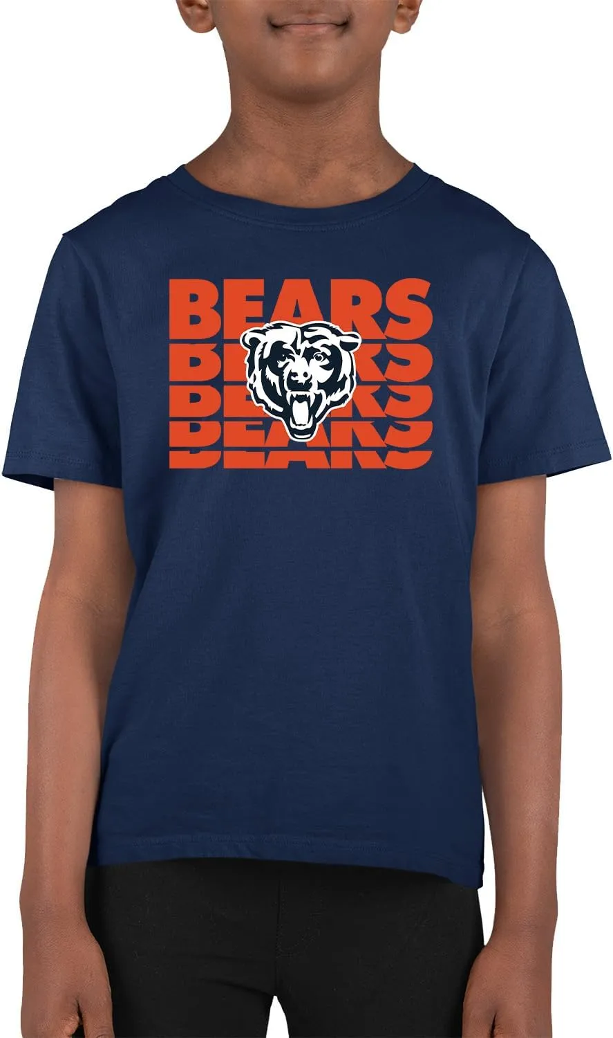 Team Fan Apparel NFL Youth Repeating Logo Football T-Shirt Unisex Tag Free Comfortable, Kids Boys Girls, Lightweight Soft