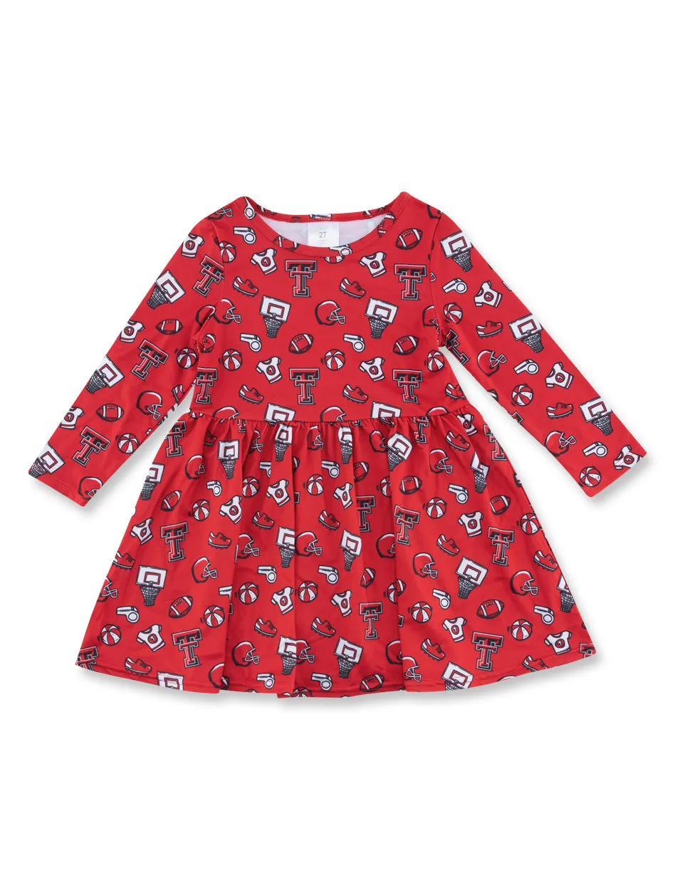Texas Tech ZooZatz Toddler All Over Long Sleeve Dress