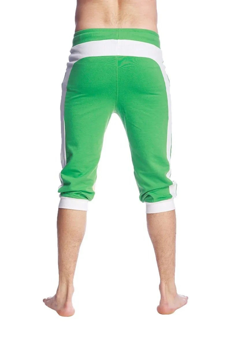 Ultra-Flex Tri-color Cuffed Yoga Pant (Green w/White & Sand)