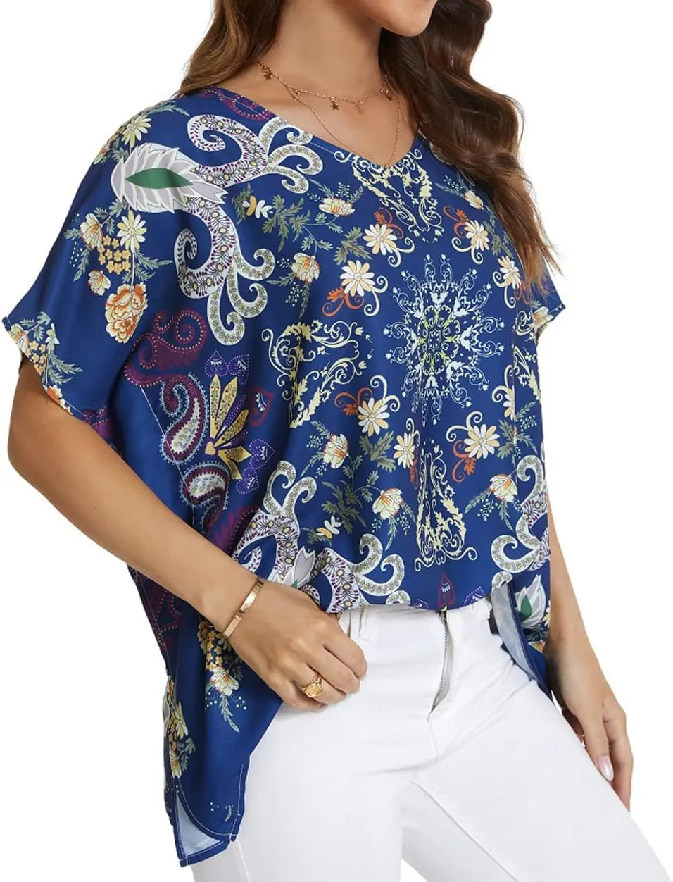 WEIYAN Women's Loose Casual Short Sleeve Floral Chiffon Tops T-Shirt Blouse