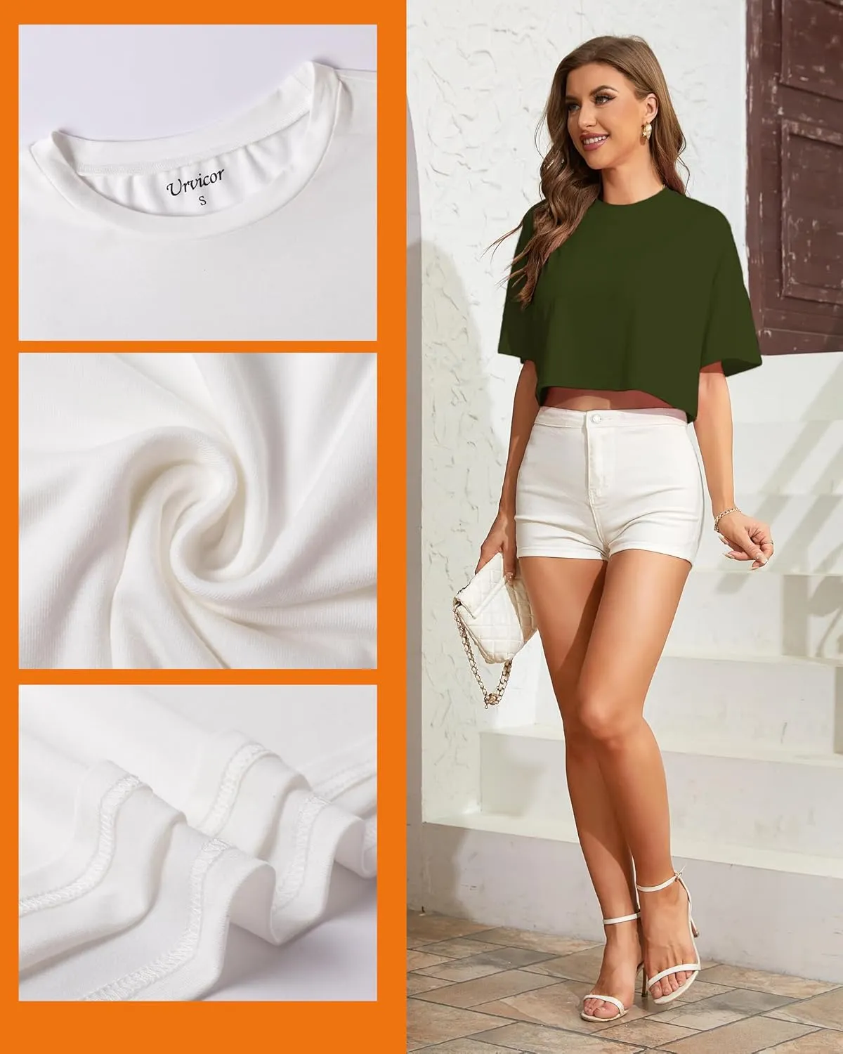 Women Cropped Tees Loose Fit Half Drop Shoulder Short Sleeve Tops Round Neck Basic Casual Shirts for Summer 2025