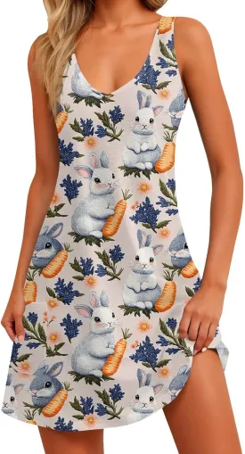 Women Summer Dresses V Neck Beach Swimsuit Coverup Sleeveless Vacation Dress with Pocket 2025 Casual Sundress
