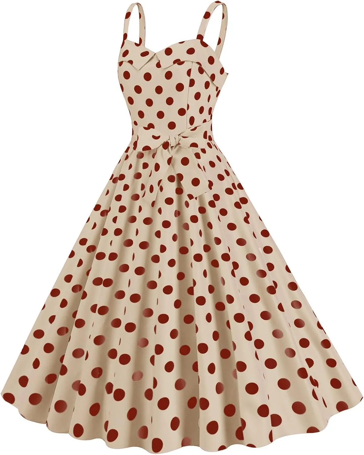 Women Vintage Polka Dot 1950s Rockabilly Halter Hepburn Dress Retro Polka Dot Evening Cocktail Swing Dresses