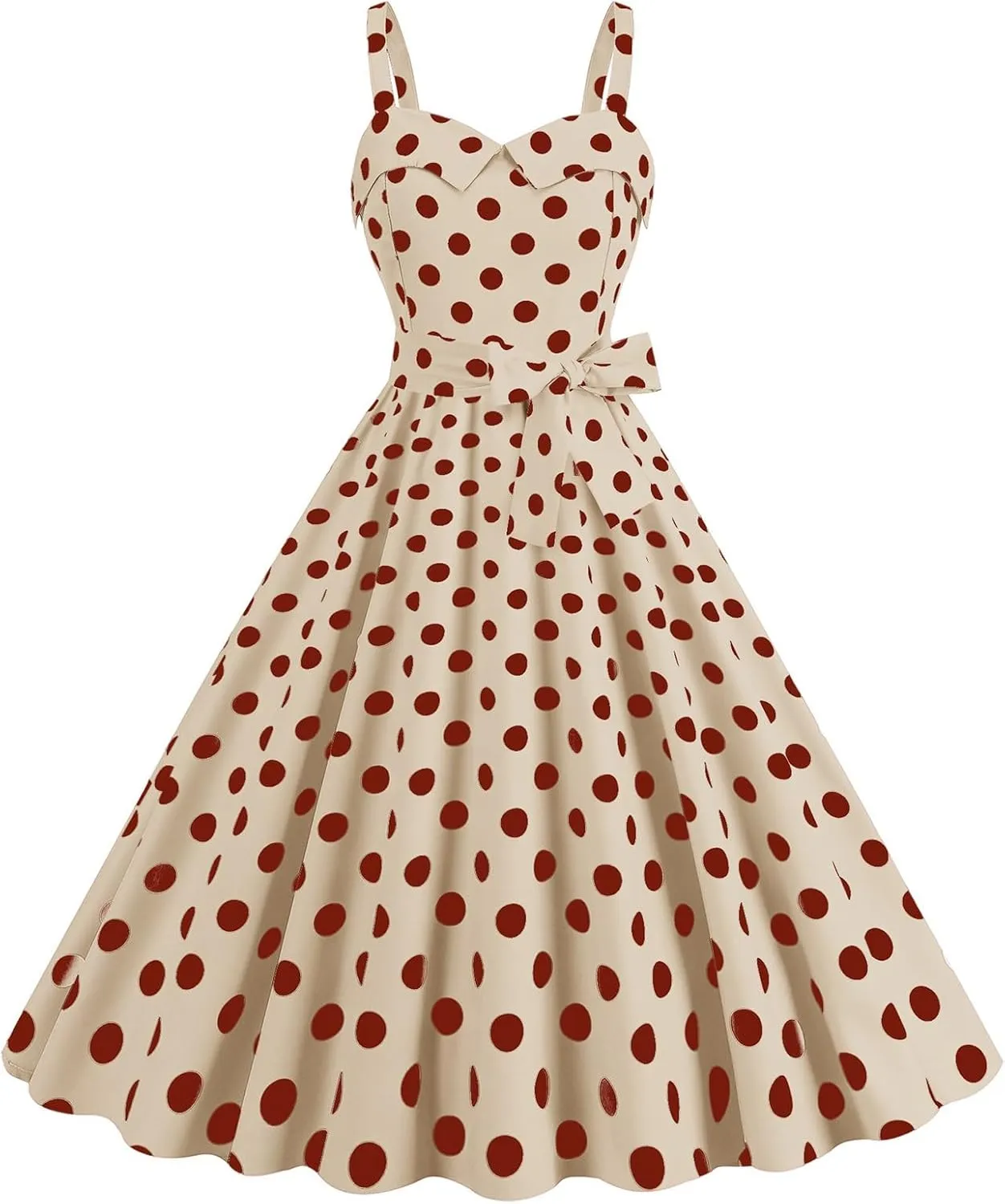 Women Vintage Polka Dot 1950s Rockabilly Halter Hepburn Dress Retro Polka Dot Evening Cocktail Swing Dresses