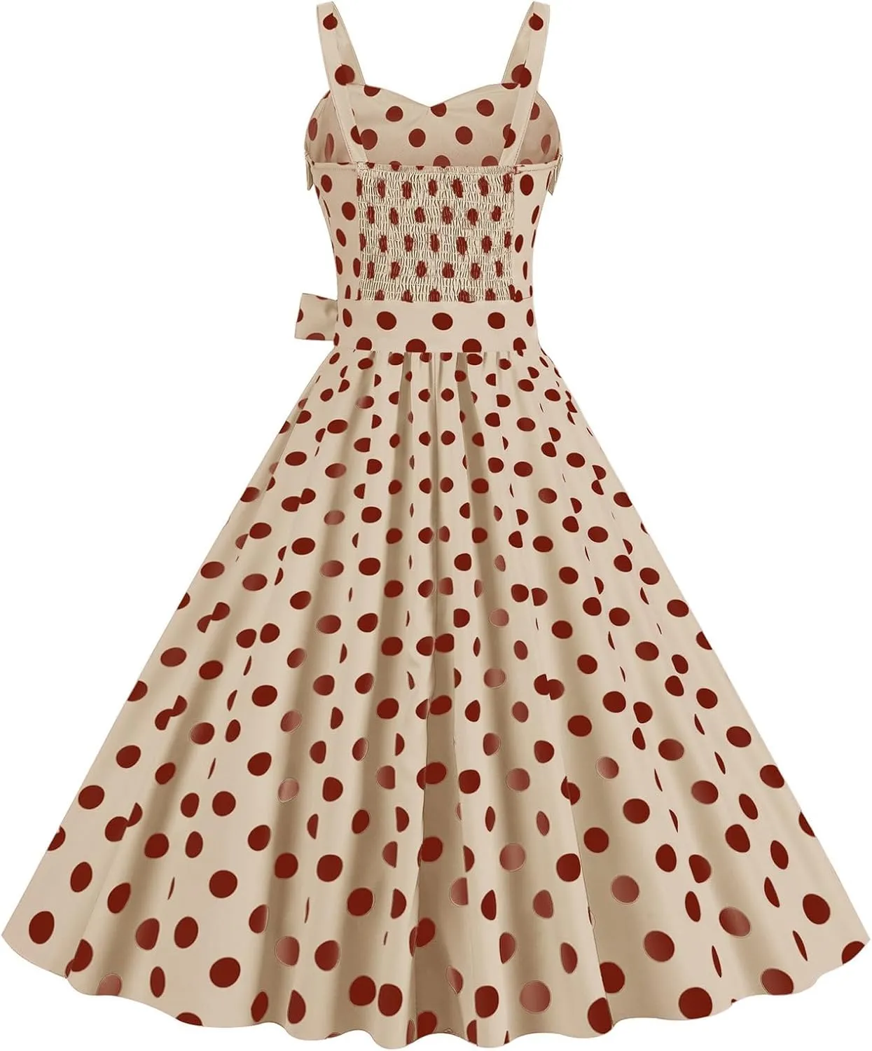 Women Vintage Polka Dot 1950s Rockabilly Halter Hepburn Dress Retro Polka Dot Evening Cocktail Swing Dresses