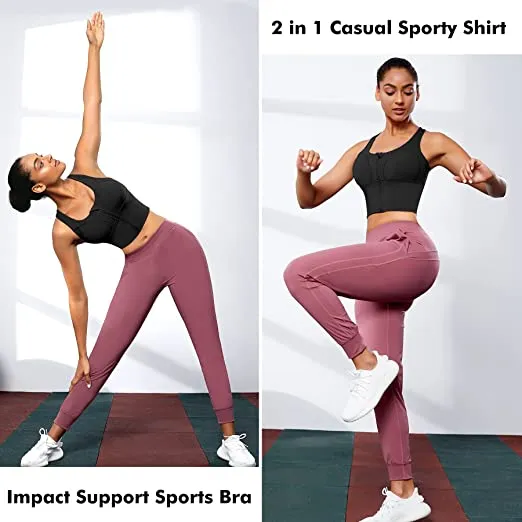 Women Zip Front Longline Sports Bra