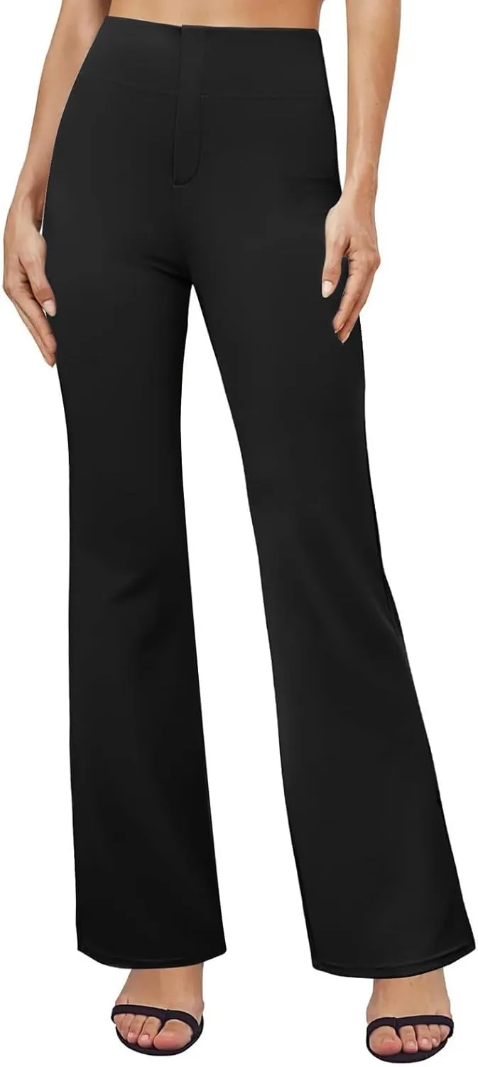 Womens Dress Pants High Wasited Bootcut Office Work Pants Soft Stretchy Trouser Style Yoga Pants with Pockets Slacks