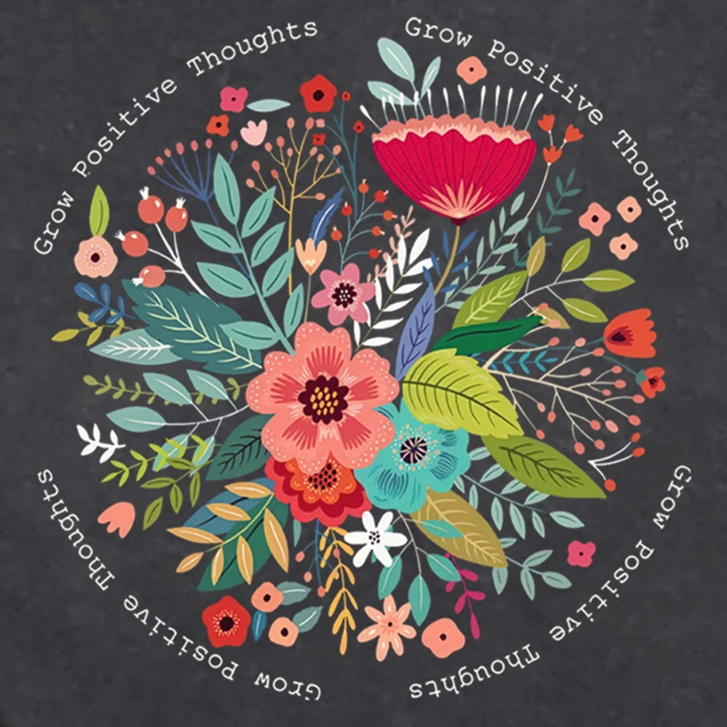Womens Inspirational Shirts Grow Positive Thoughts T-Shirt Motivational Floral Wildflower Tee