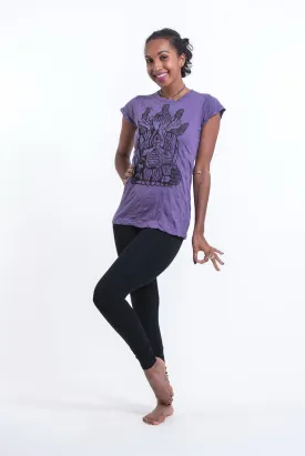 Womens See No Evil Buddha T-Shirt in Purple