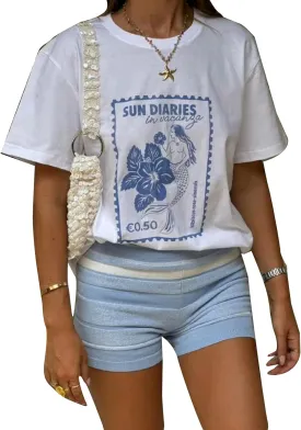 Womens Y2k Fruit Graphic Print Oversized T Shirts Summer Vintage Aesthetic Baggy Tees Tops Teen Girl Clothes