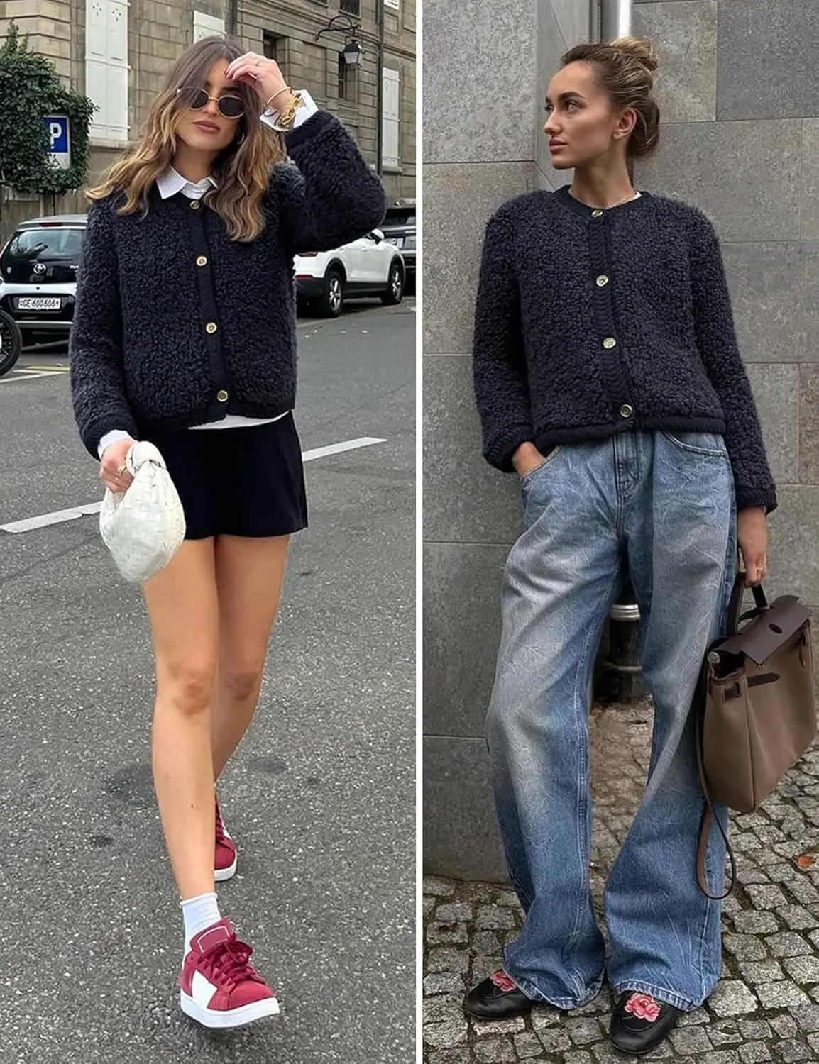 Yimoon Women's Fuzzy Knit Cardigan Button Down Long Sleeve Fluffy Sweater Top 2024 Fall Winter Vintage Knitwear Jacket