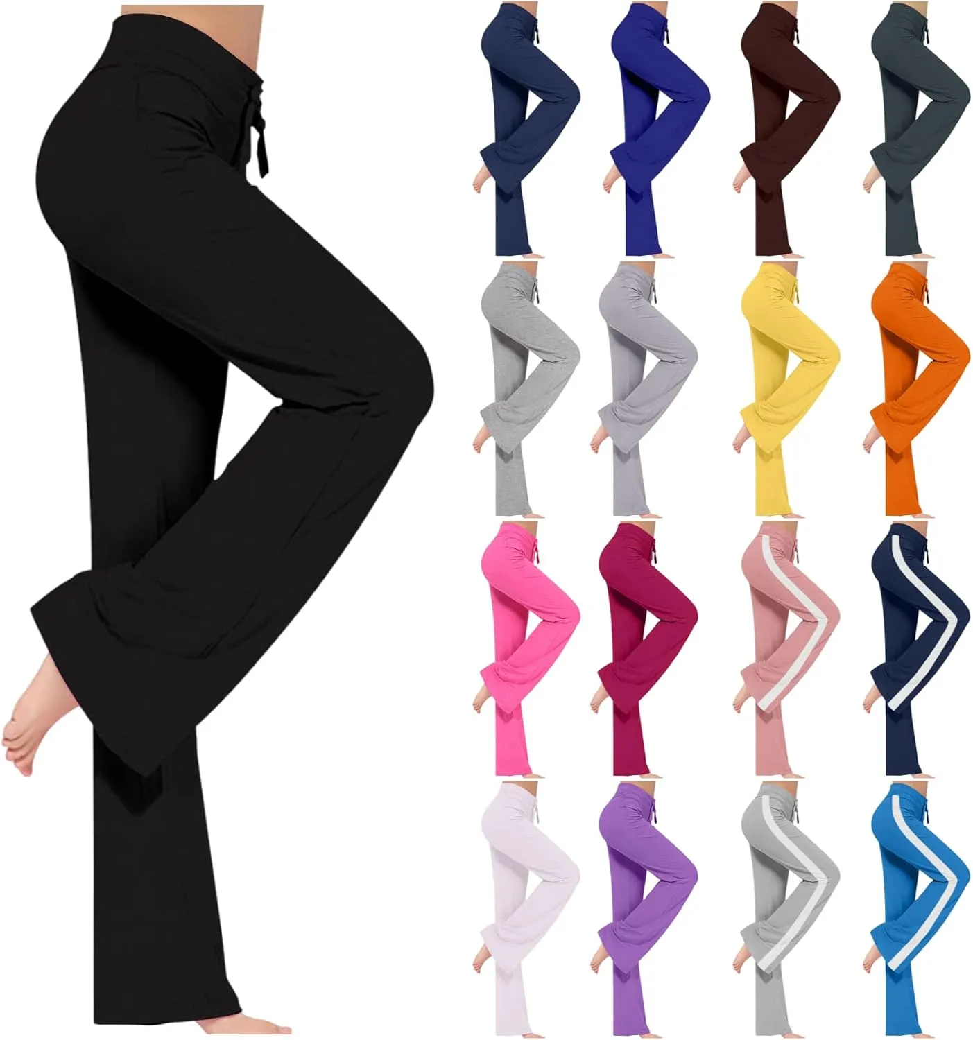 Yoga Pants Women Wide Leg Drawstring Lounge Pants High Waisted Stretchy Trousers Loose See Through Yoga Beach Pant